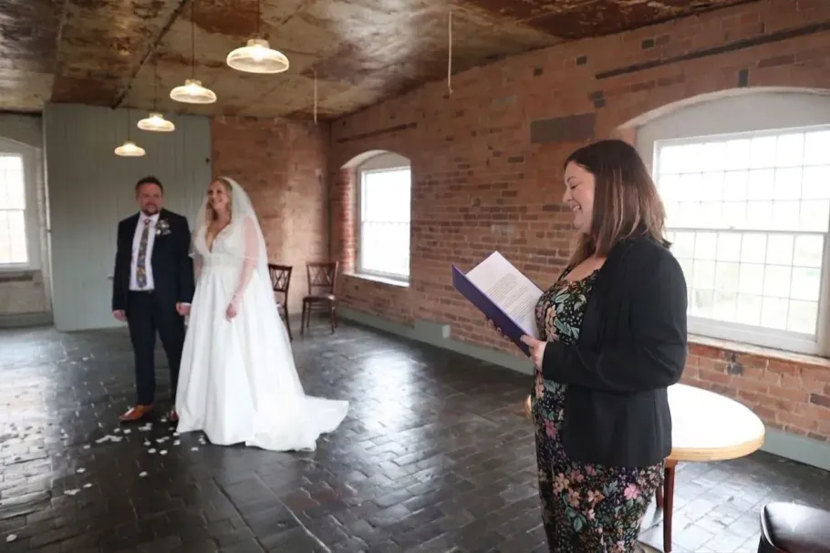 Carly and Dom on their wedding day